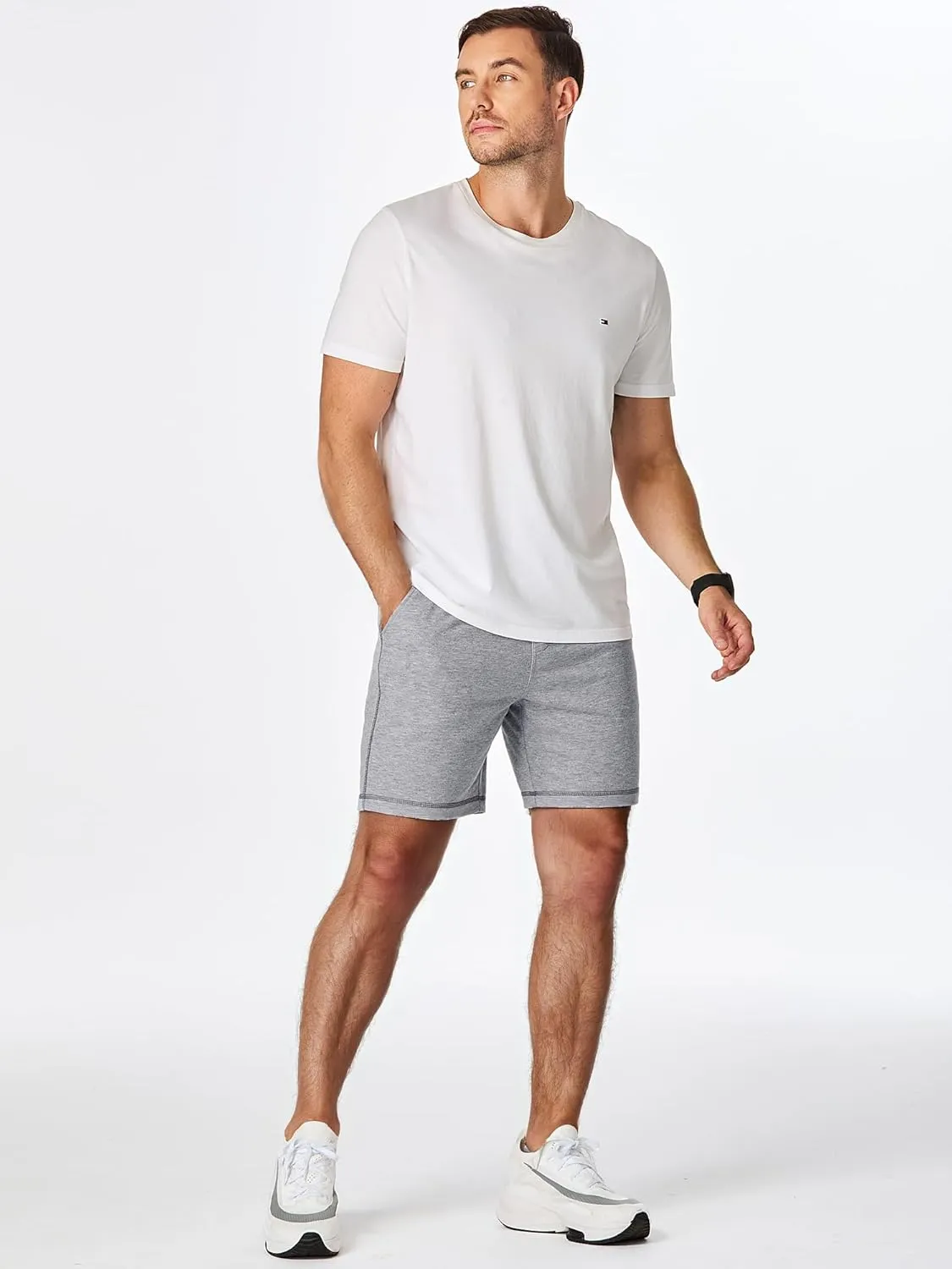 JMIERR Mens Gym Shorts Cotton 7" Running Comfy Workout Shorts Zipper Pocket Sweat Shorts