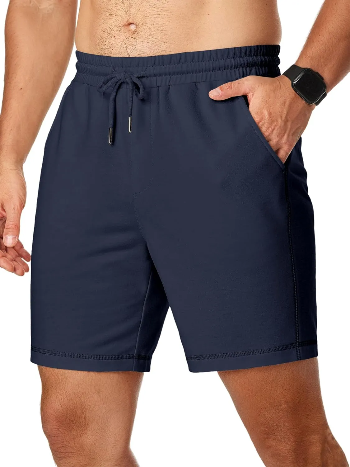 JMIERR Mens Gym Shorts Cotton 7" Running Comfy Workout Shorts Zipper Pocket Sweat Shorts