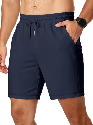 JMIERR Mens Gym Shorts Cotton 7" Running Comfy Workout Shorts Zipper Pocket Sweat Shorts
