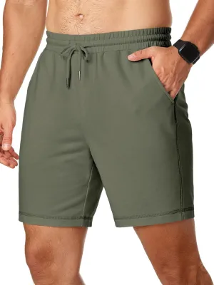 JMIERR Mens Gym Shorts Cotton 7" Running Comfy Workout Shorts Zipper Pocket Sweat Shorts