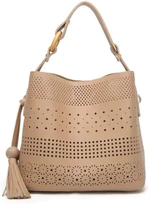 JSEIAJB Bucket Fashion Bag, Versatile Diagonal Shoulder Bag, Leisure Large Capacity Bag, Hollow