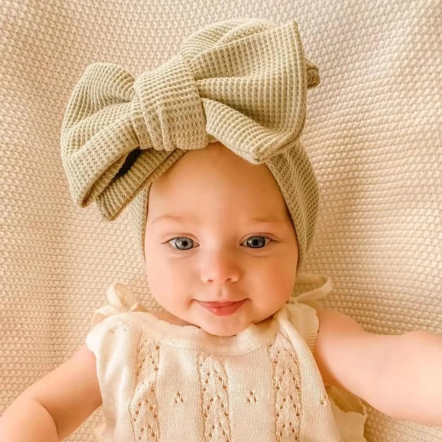 KAGAYD Girls Headbands For Hair Infants And Toddlers Oversized Bow Headband Children's Knitted Knotted Headband (E, One Size)