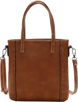 Ladies Fashion Solid Color Versatile Zipper Handbag Hand Woven Vintage One Shoulder Messenger Bag Duel (Brown, One Size)