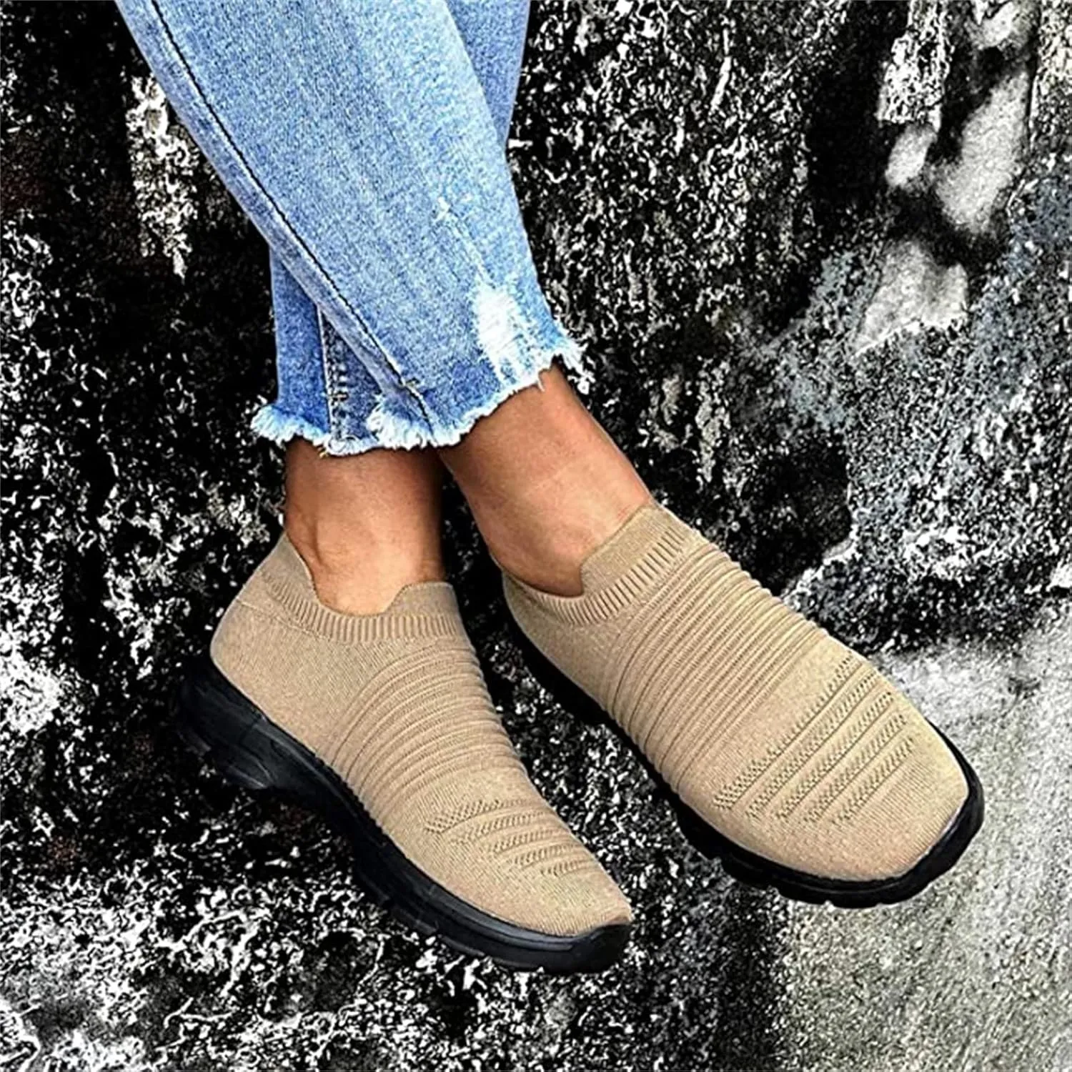 Ladmiple Gym Shoes For Women Workout Memory Foam Athletic Walking Running Shoes Slip On Casual Mesh Tennis Sneakers
