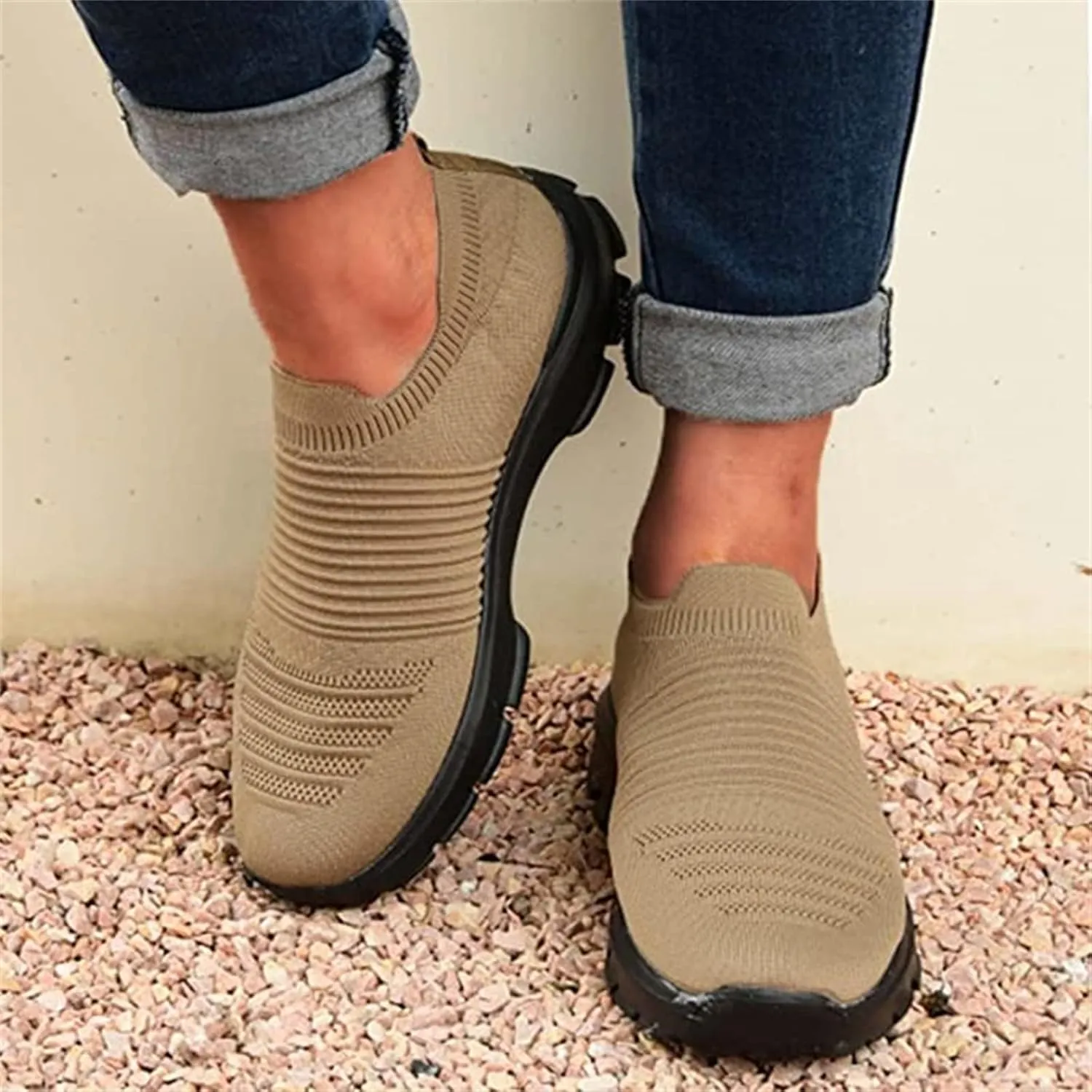 Ladmiple Gym Shoes For Women Workout Memory Foam Athletic Walking Running Shoes Slip On Casual Mesh Tennis Sneakers