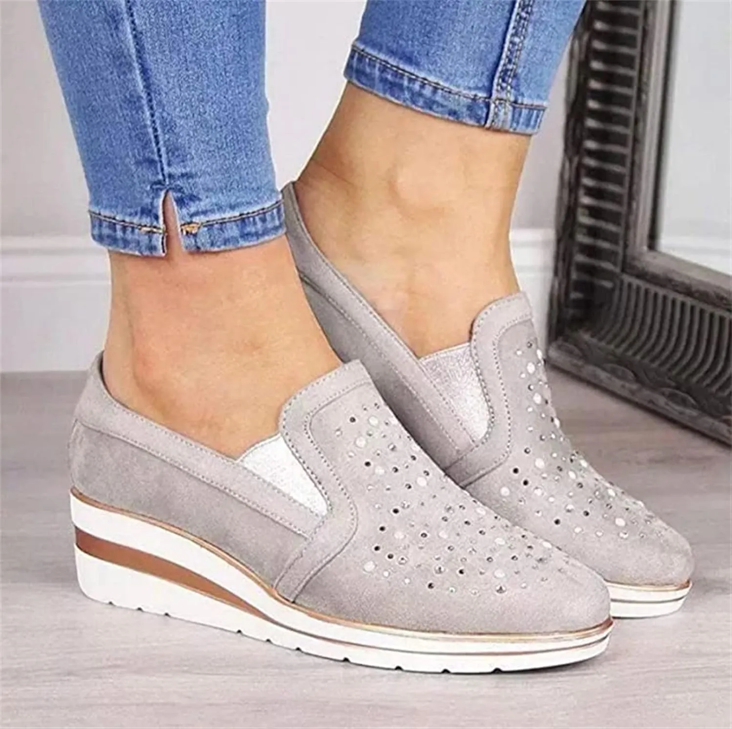 Ladmiple Shoes For Women Sneakers Trendy Slip On Running Shoes Non Slip Walking Shoes Gym Fashion Platform Tennis Shoes