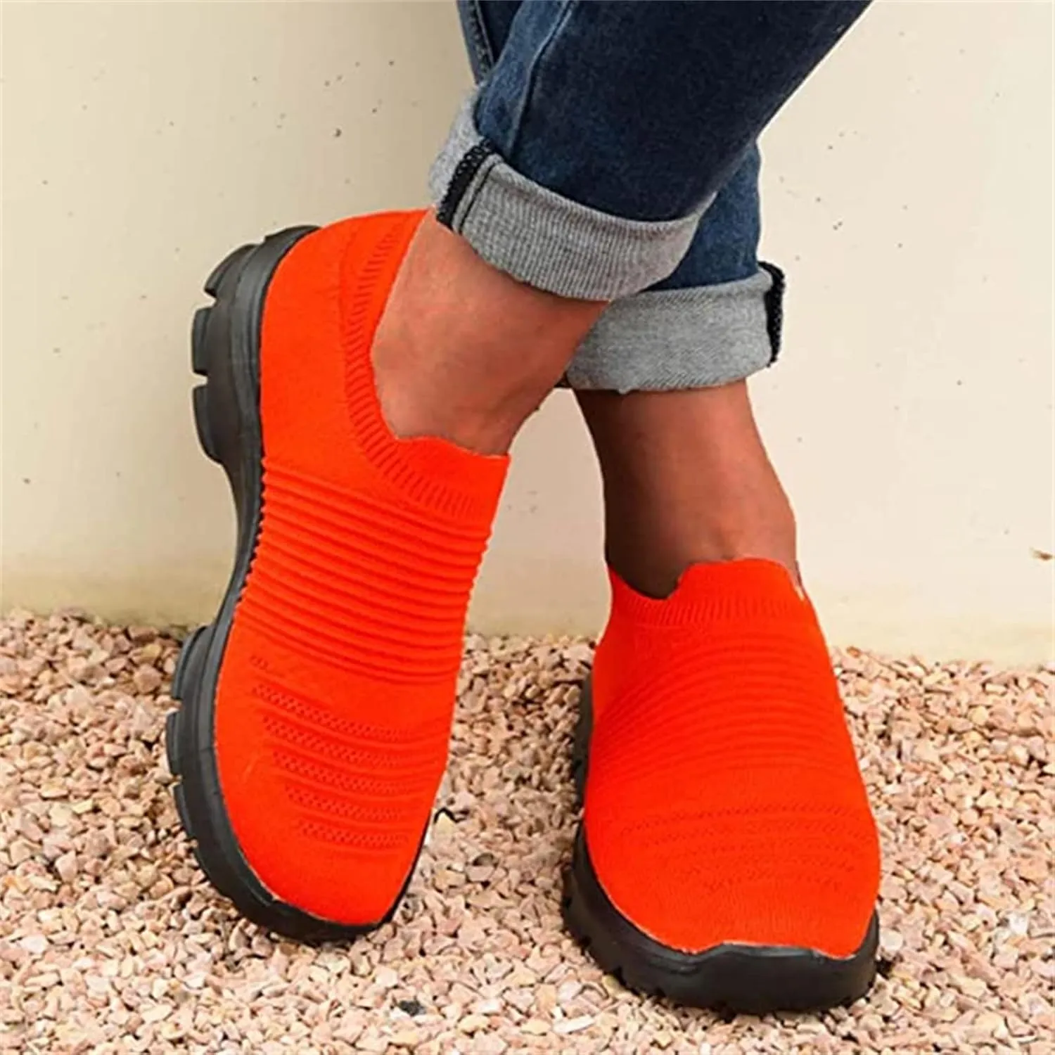 Ladmiple Shoes For Women Sneakers Trendy Slip On Running Shoes Non Slip Walking Shoes Gym Workout Tennis Fashion Sneakers