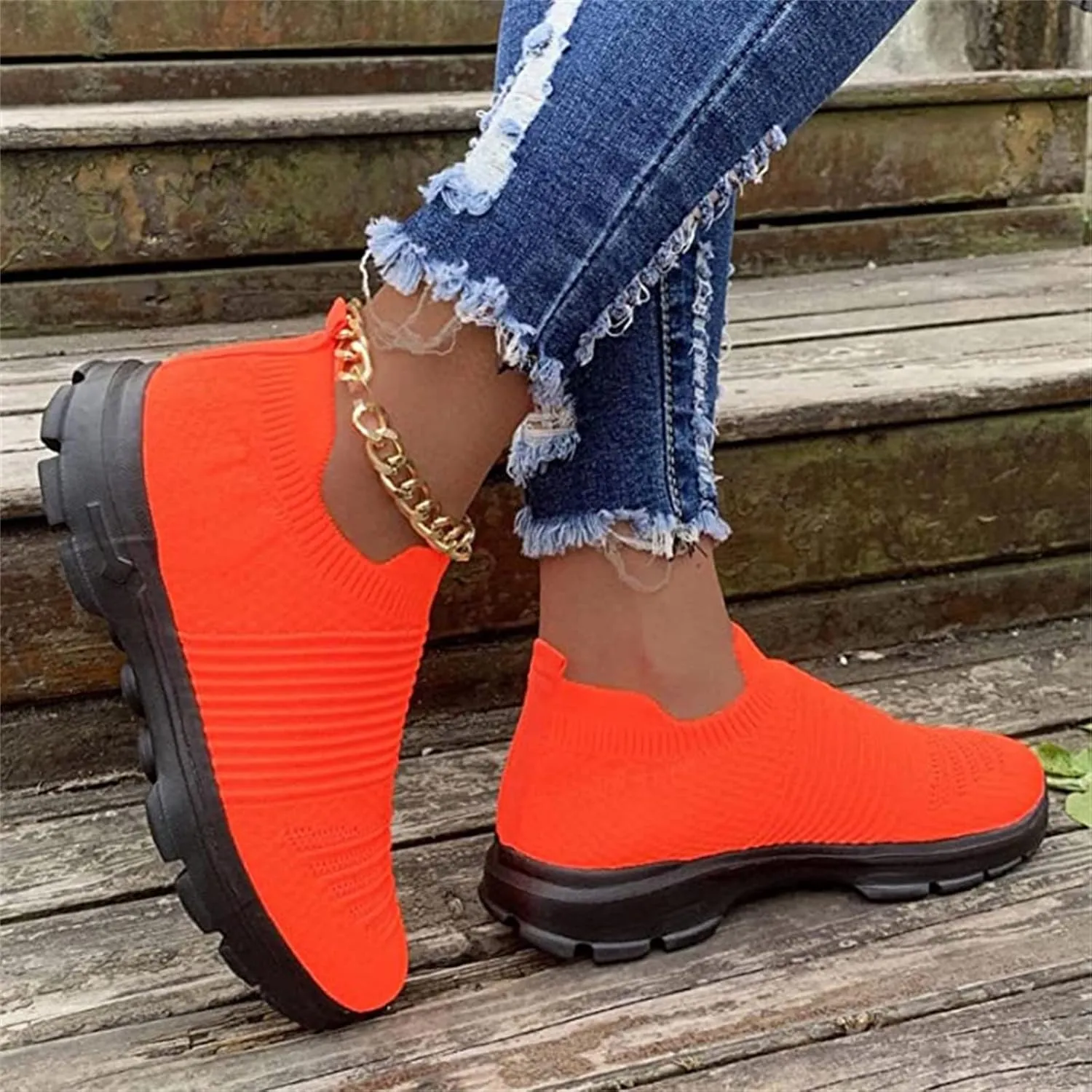 Ladmiple Shoes For Women Sneakers Trendy Slip On Running Shoes Non Slip Walking Shoes Gym Workout Tennis Fashion Sneakers