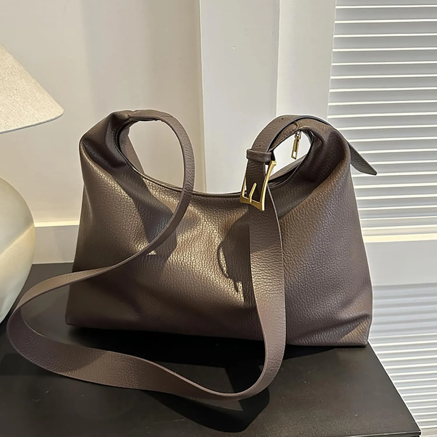 Leather Handbags for Women Soft Patent Leather Large Capacity Casual Vintage Shoulder Bag Crossbody Tote Bags
