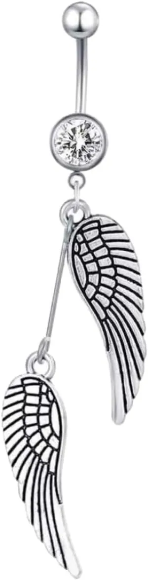 LIFKOME 1pc Angel Wing Navel Ring Angel Wing Charm Jewelry Bellybutton Ring Women Body Piercing Jewelry
