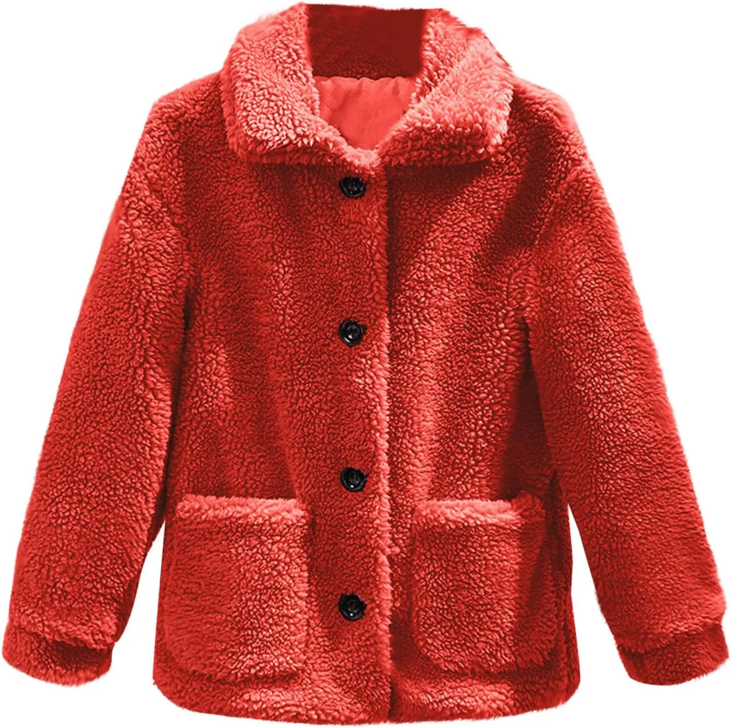 Long Winter Coats for Women Long Sleeve Hoodless Fleece Jackets Casual Loose Heated Coat with Pockets Outerwear