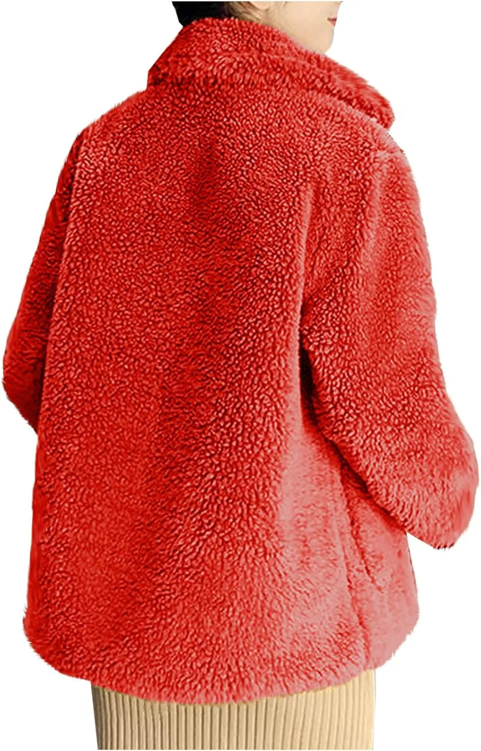 Long Winter Coats for Women Long Sleeve Hoodless Fleece Jackets Casual Loose Heated Coat with Pockets Outerwear