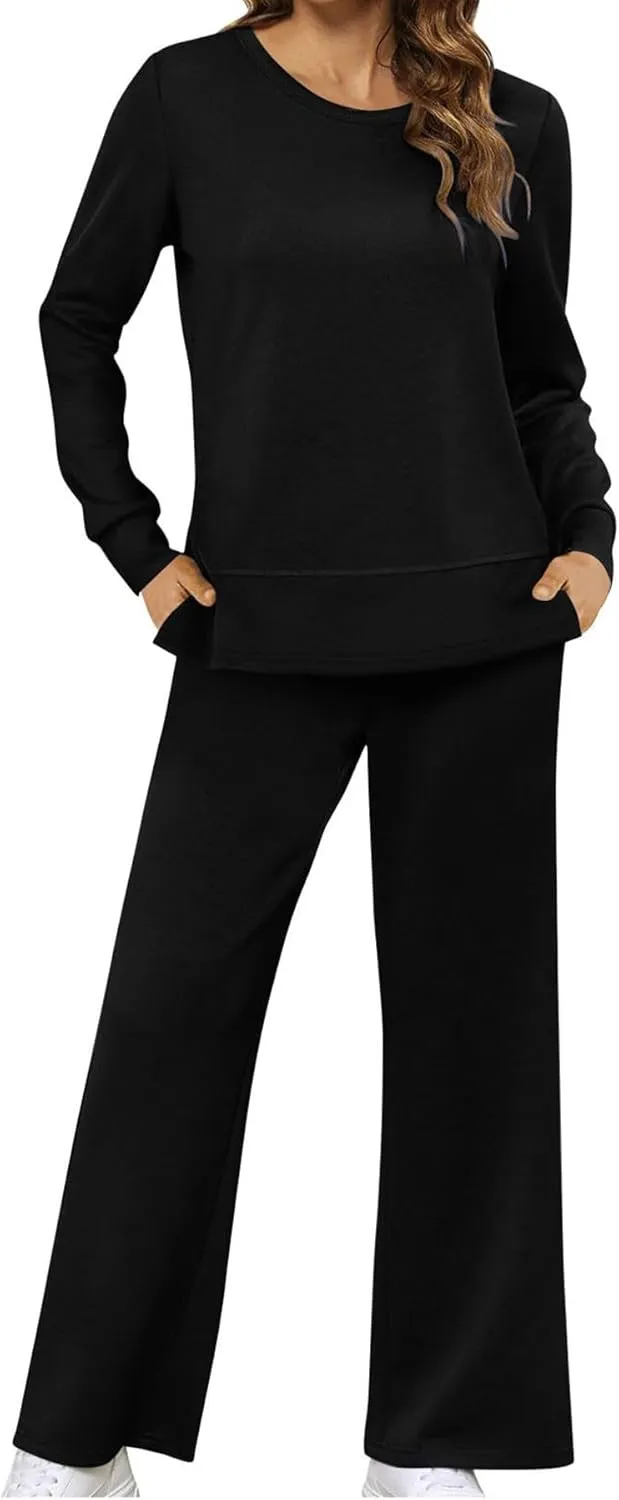 Lounge Sets for Women 2 Piece Sets Travel Outfits Crewneck Sweatshirts Pullover