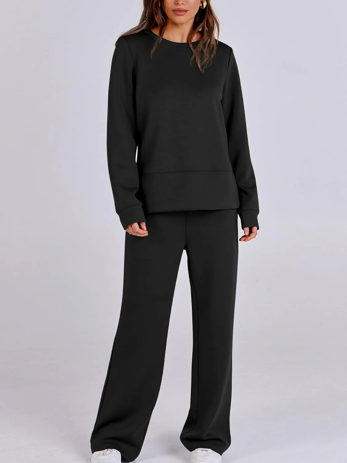 Lounge Sets for Women 2 Piece Sets Travel Outfits Crewneck Sweatshirts Pullover