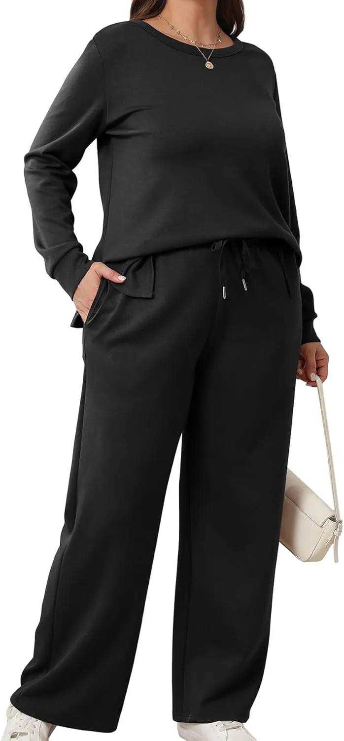 Lounge Sets for Women 2 Piece Sets Travel Outfits Crewneck Sweatshirts Pullover