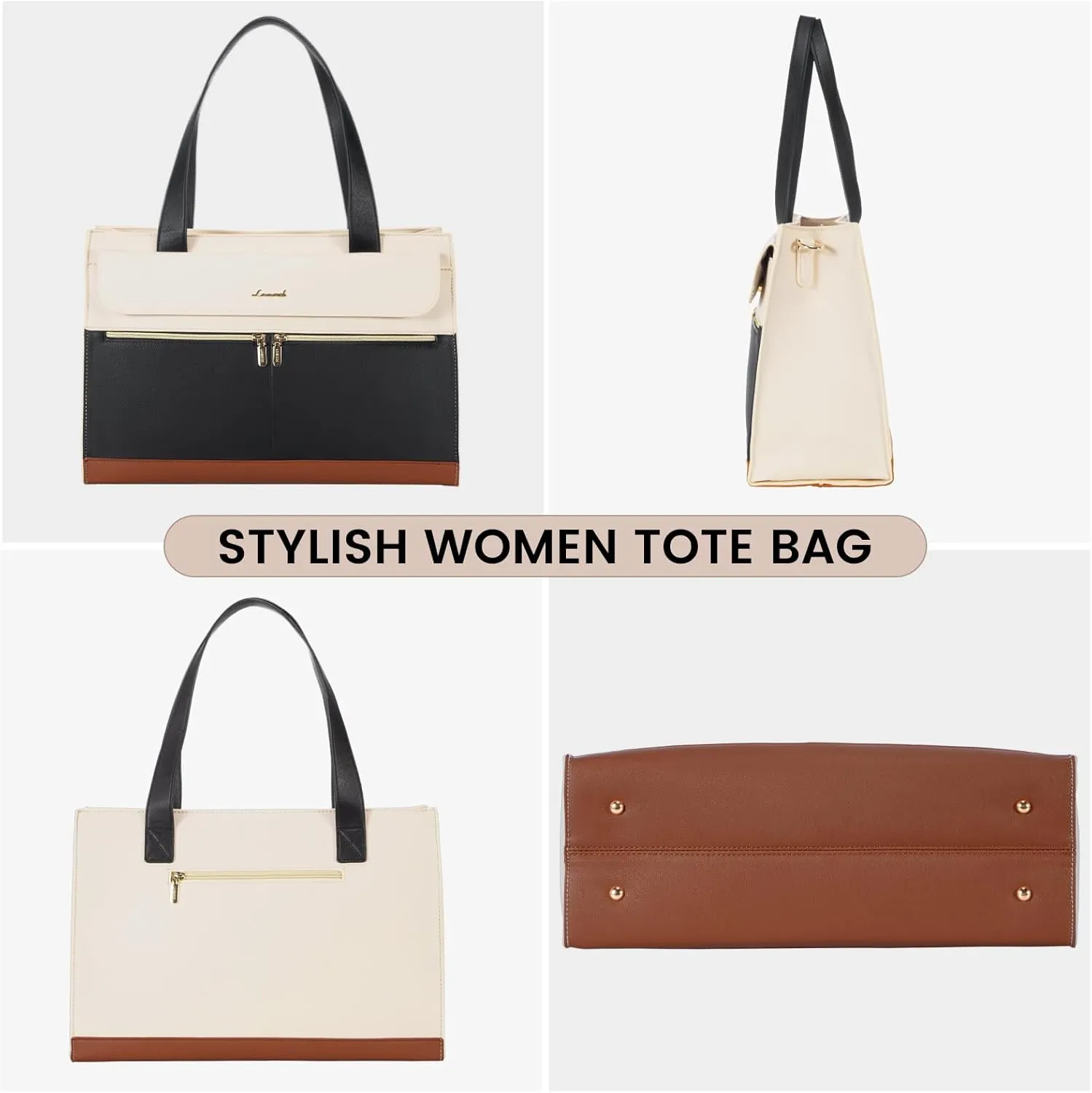 LOVEVOOK Laptop Bag for Women 15.6 Inch Laptop Tote Work Bag Professional Leather Computer Briefcase Waterproof Handbag Shoulder Bag Large Capacity Business Teacher Office Bag Crossbody Purse