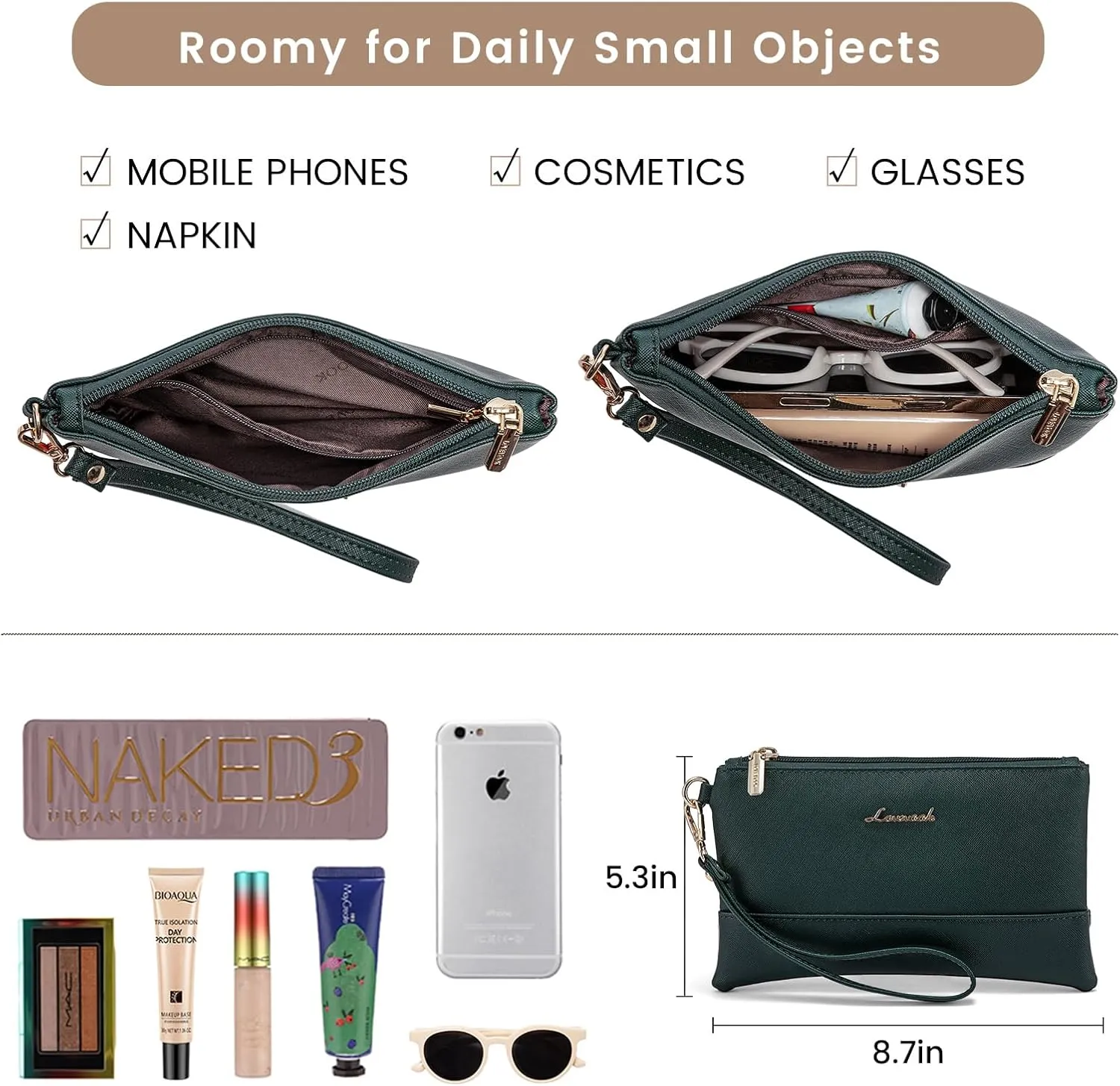 LOVEVOOK Laptop Bag for Women 15.6 Inch Tote Work Professional Leather Computer Briefcase Waterproof Handbag Shoulder Large Capacity Business Teacher Office Crossbody Purse, 131# Dark Green