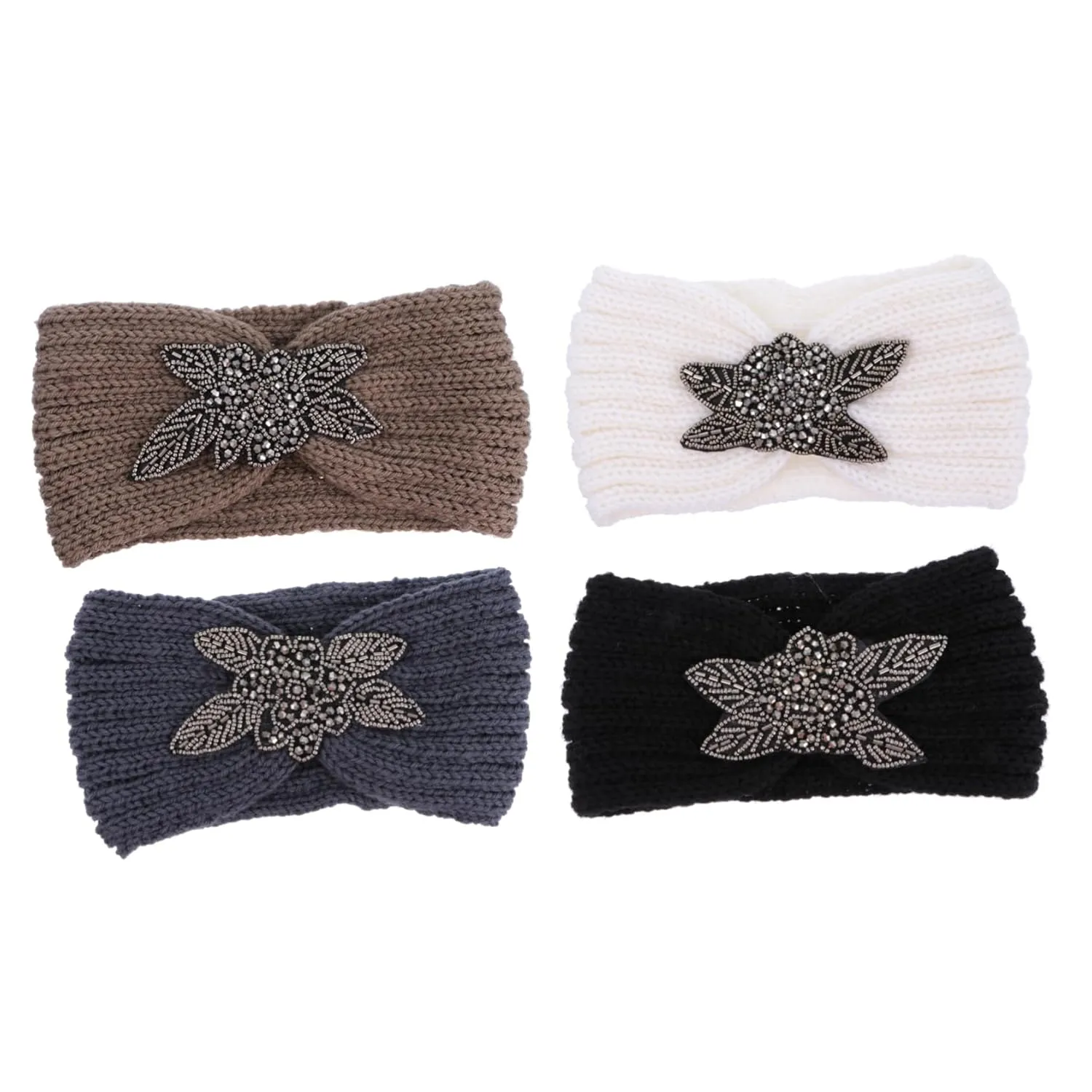 Luxury Knitted Headband for Women Elastic Diamond Hair Band Stylish Hair Accessory for Ladies Girls Yoga