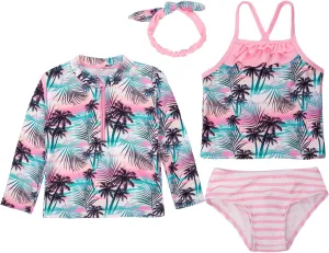 Maacie Baby Girls' 4-Piece Swimsuits Sets Toddler Girl Bathing Suit Bikini Sets