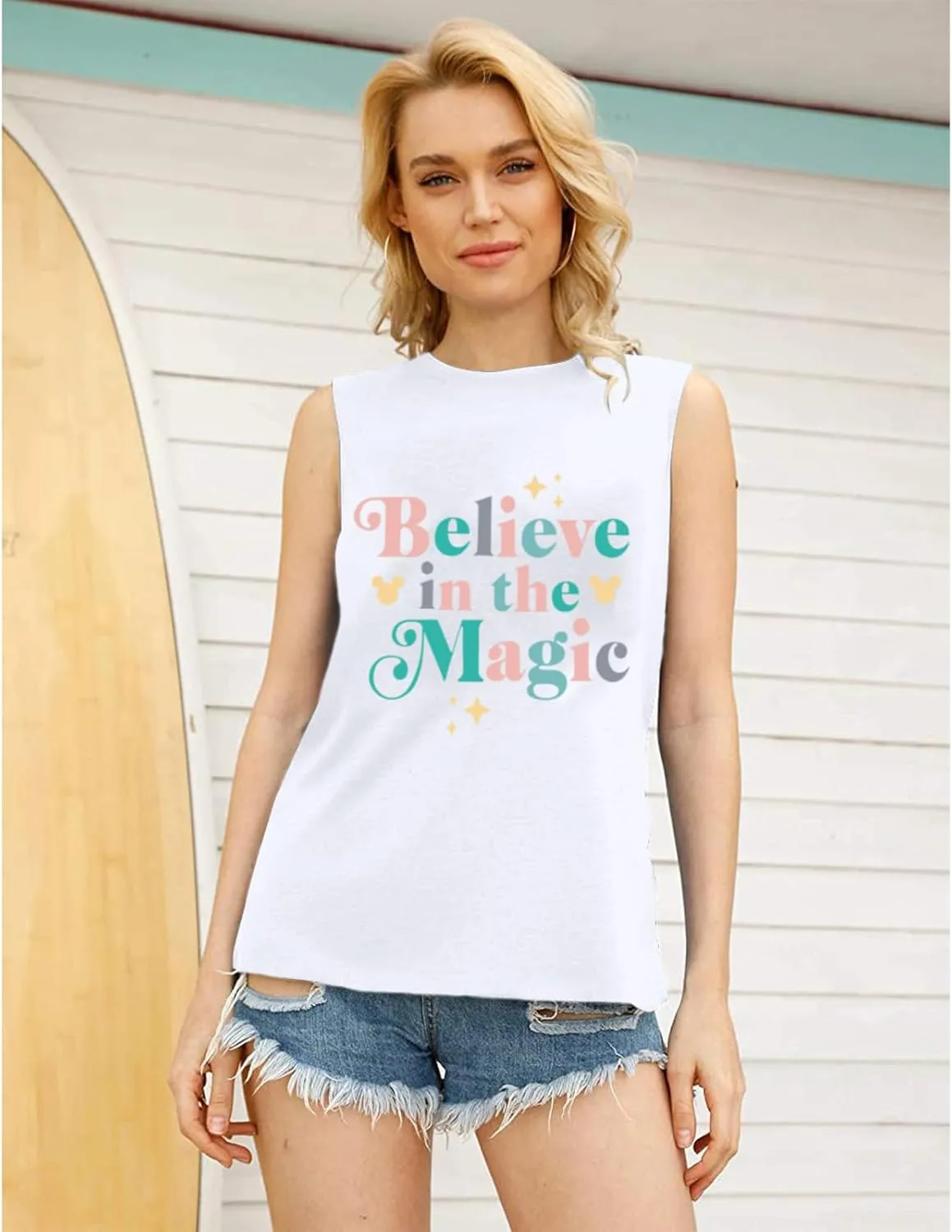 Magic Tank Tops Magic Kingdom Shirts Women Cute Believe in Magic Graphic Vest Summer Sleeveless Vacation Tanks Tops