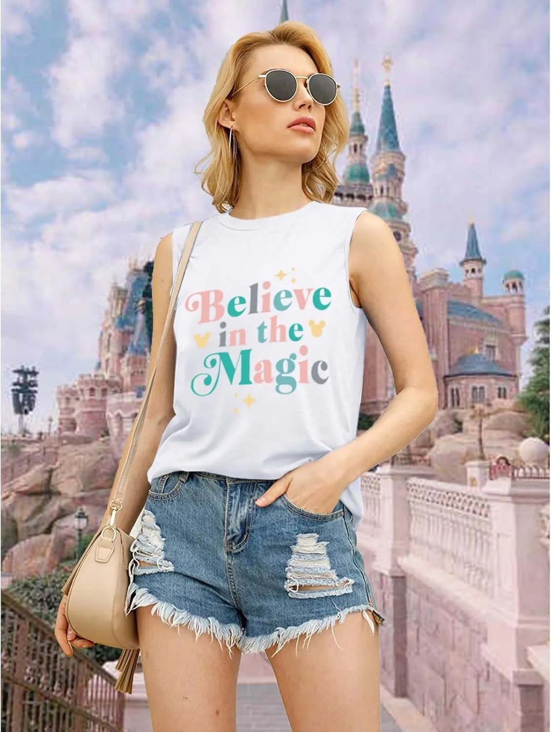Magic Tank Tops Magic Kingdom Shirts Women Cute Believe in Magic Graphic Vest Summer Sleeveless Vacation Tanks Tops