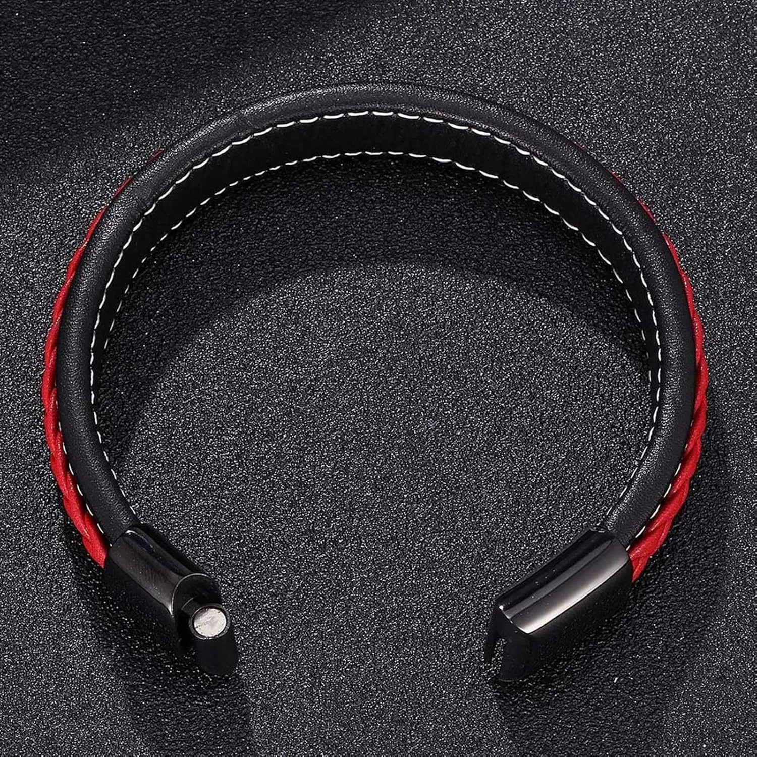 Men Jewelry Bracelet, Stainless Steel Bracelet Basket Weave Luxury Leather Engagement Trendy Jewelry Gifts for Men