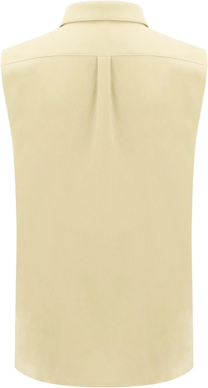 Men Summer Sleeveless Polo Shirt Casual 1/4 Button Up Workout Gym Tank Top Slim Fit Golf Henley See Summer Beach Vest