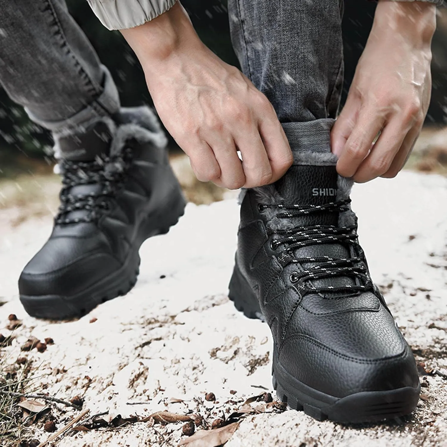 Men Winter Sneakers Outdoor Shoes Padded Warm Cotton Shoes Lightweight Hiking Shoes Mens Casual Dress Shoes Wide Width
