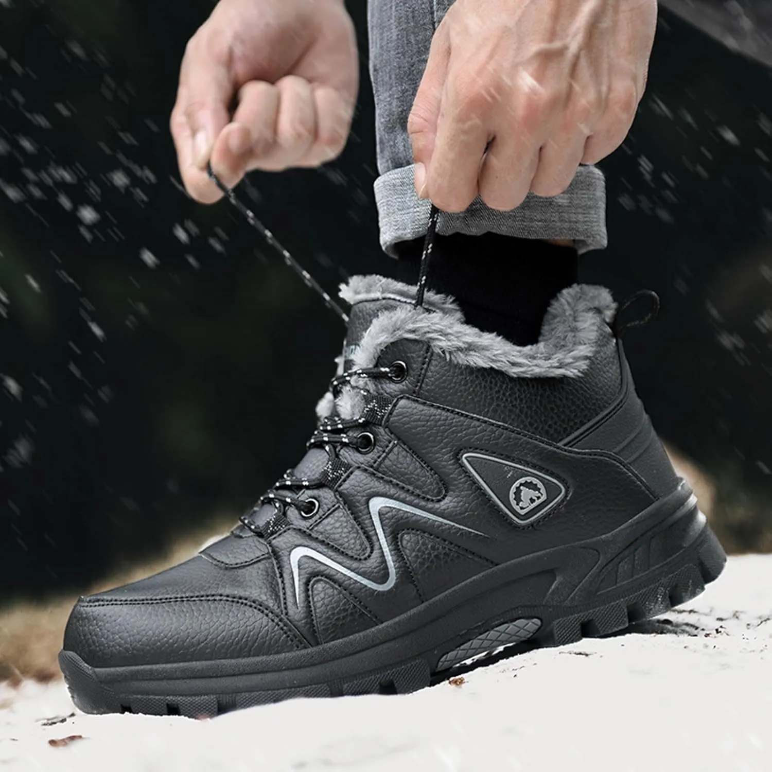 Men Winter Sneakers Outdoor Shoes Padded Warm Cotton Shoes Lightweight Hiking Shoes Mens Casual Dress Shoes Wide Width