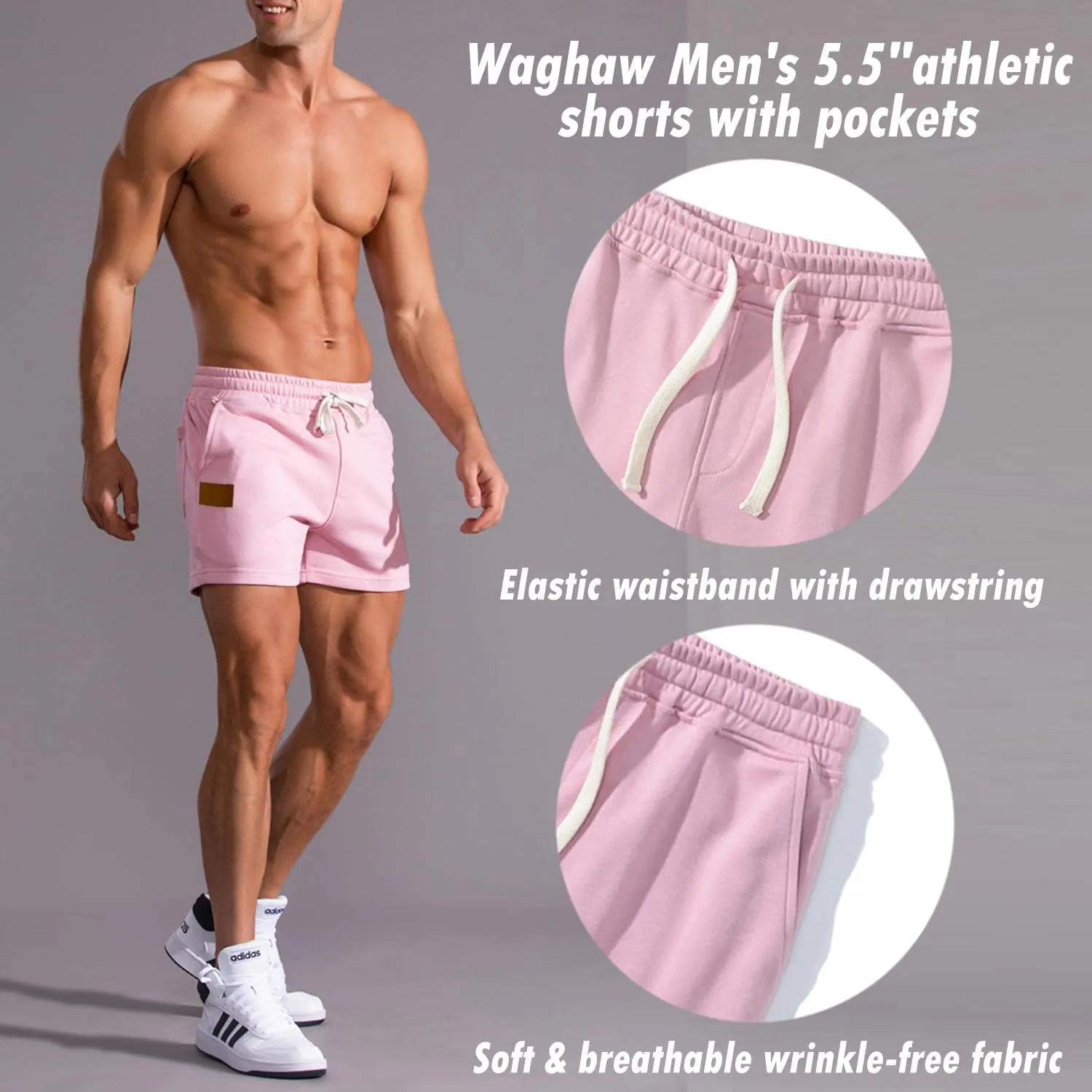 Mens 5 Inch Short Men Cotton Shorts Mens Sweat Shorts 5 Inch Inseam Cotton Shorts for Men Gym Shorts with Pockets