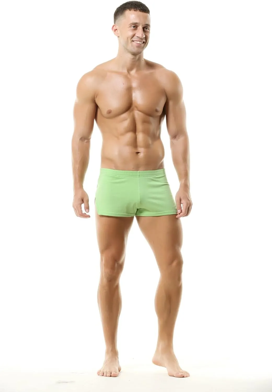 Men's Boxer Shorts Cotton Lounge Shorts Split Side Casual Activewear Solid Workout Shorts with Pockets