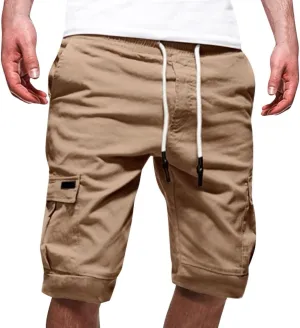 Mens Casual Cargo Shorts - 2025 Drawstring Stretch Summer Beach Shorts Chino Shorts Outdoor Hiking Shorts with 6 Pockets