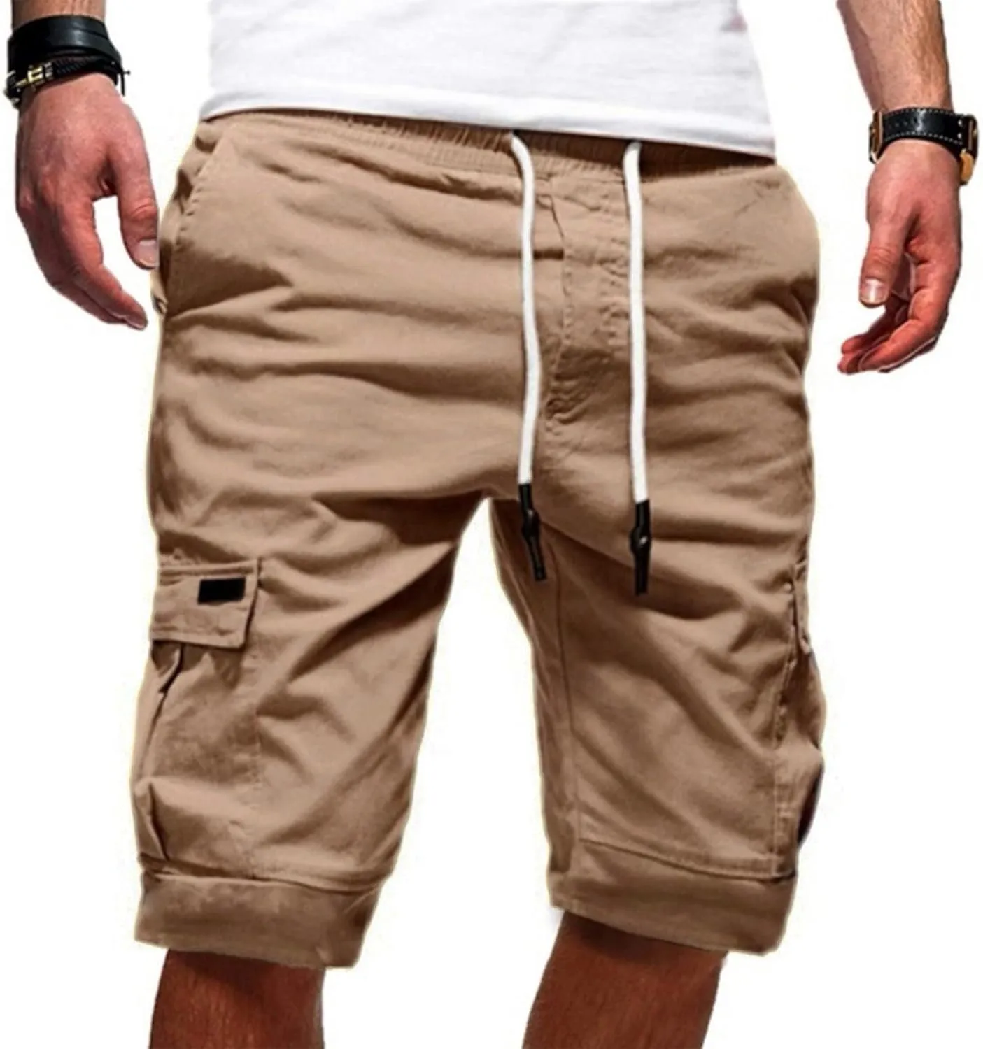 Mens Casual Cargo Shorts - 2025 Drawstring Stretch Summer Beach Shorts Chino Shorts Outdoor Hiking Shorts with 6 Pockets