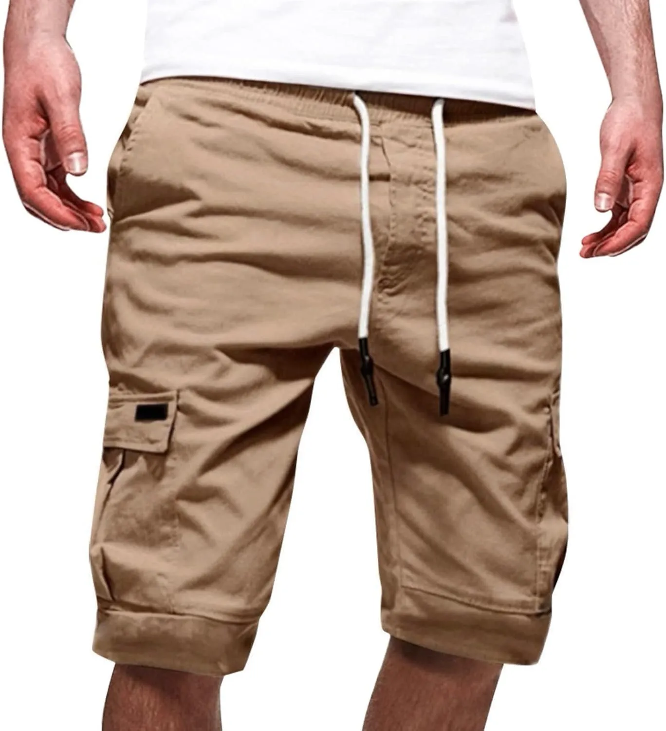 Mens Casual Cargo Shorts - 2025 Drawstring Stretch Summer Beach Shorts Chino Shorts Outdoor Hiking Shorts with 6 Pockets