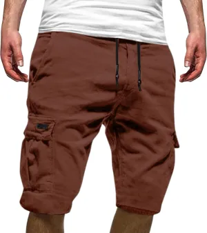 Mens Casual Cargo Shorts - 2025 Drawstring Stretch Summer Beach Shorts Chino Shorts Outdoor Hiking Shorts with 6 Pockets