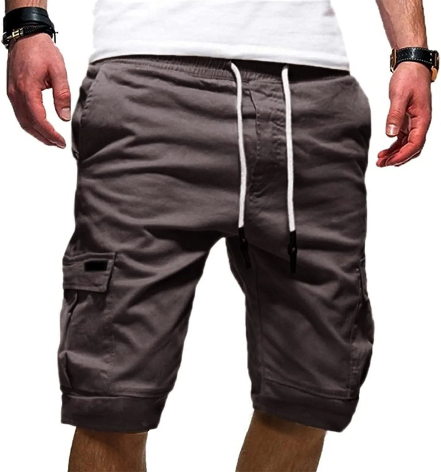 Men's Casual Cargo Shorts Classic Fit Athletic Shorts Cotton Cargo Shorts for Men Summer Beach Shorts with 4 Pockets