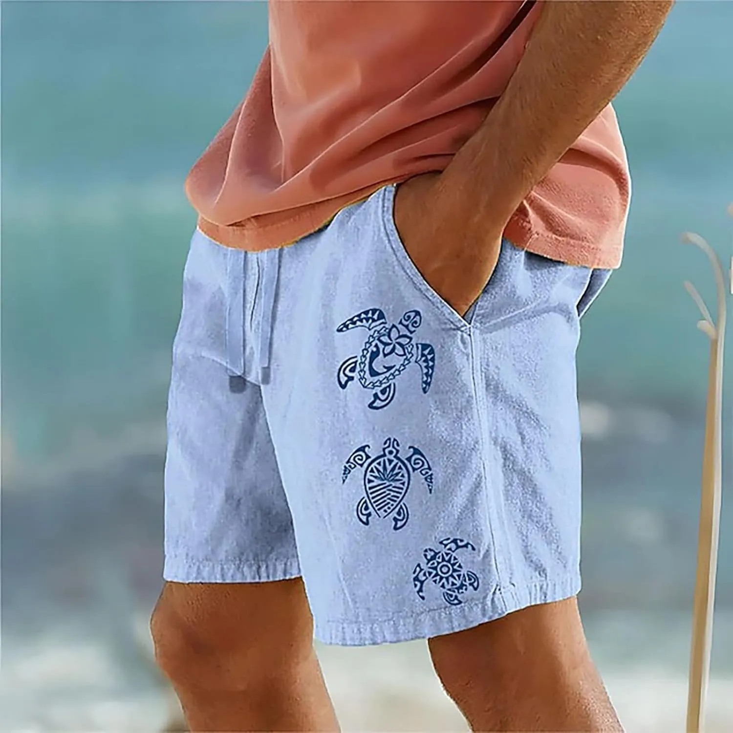 Mens Casual Shorts Fashionable Casual Shorts Solid and Men's Pants Cargo Shorts Men Bird Dogs Short Men Linen Shorts