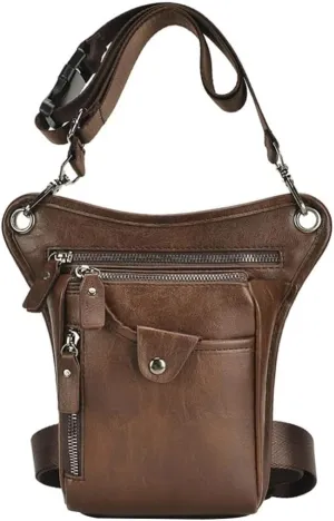 Men's Leg Bags Retro Punk Waist Bag Cycling Bags Waist Bags Leather Waist Pack for Outdoor Bike Motorcycle Cycling Hiking Brown, men's leg bags