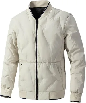 Men's Lightweight Soft Shell Jacket Winter Warm Casual Varsity Bomber Jacket Coat Trendy Long Sleeve Down Jackets