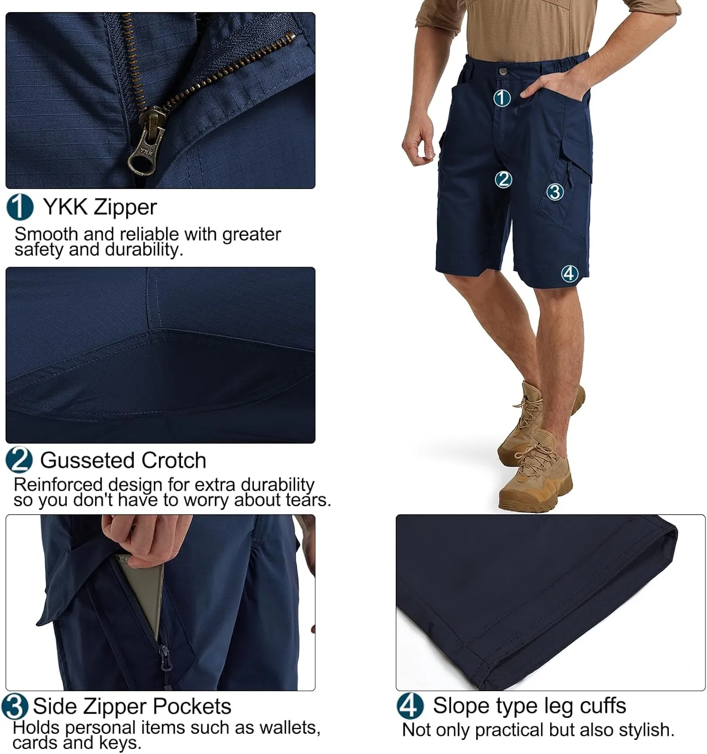 Men's Stretch Cargo Shorts Lightweight Water Resistant Hiking Shorts Tactical Work Shorts with Multi Pockets
