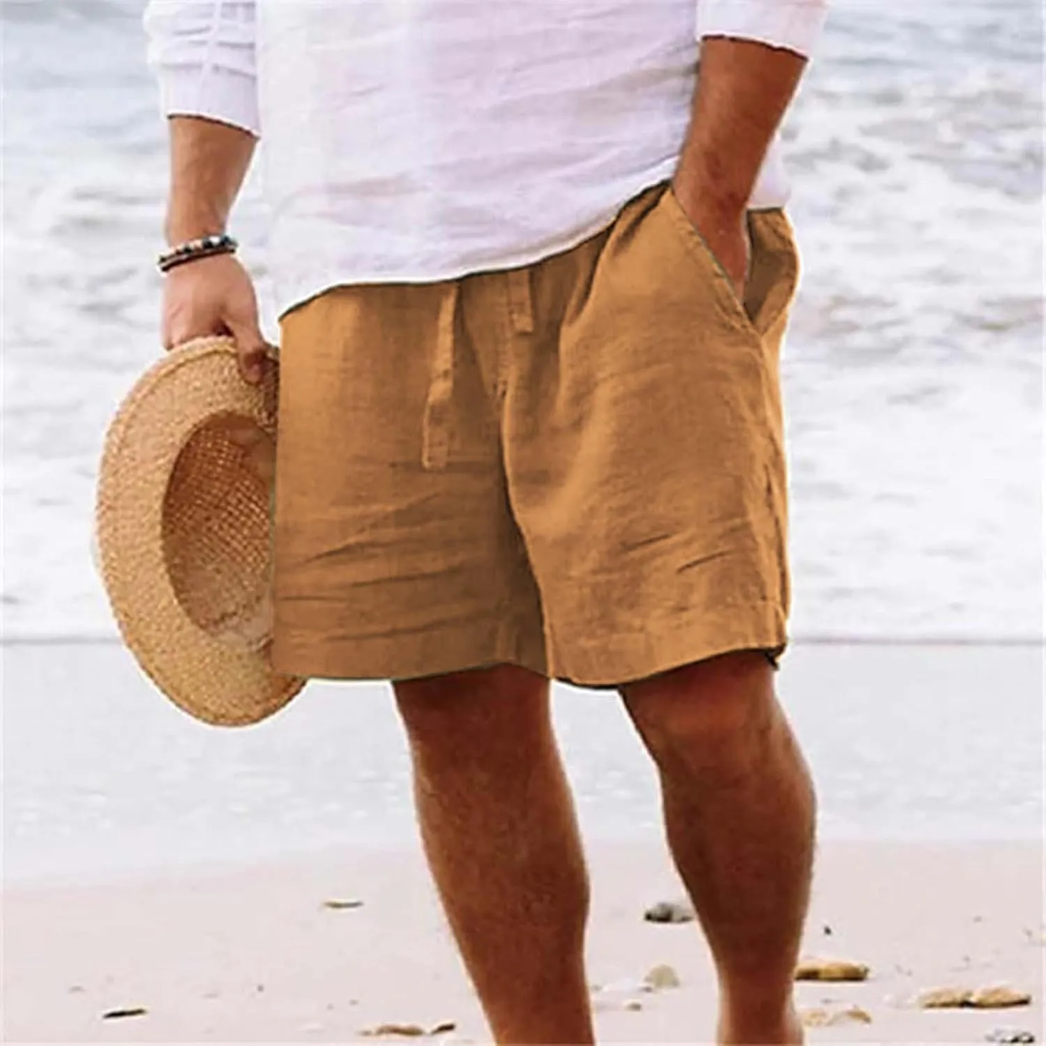 Mens Summer Shorts Men's Sports Shorts Beach Shorts Casual Cotton Linen Shorts Chores Para Men's Casual Mens