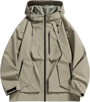 Mens Windproof Jacket Waterproof Lightweight Mountain Sport Jacket for Men Hooded Windbreaker Raincoat Zipper Jackets