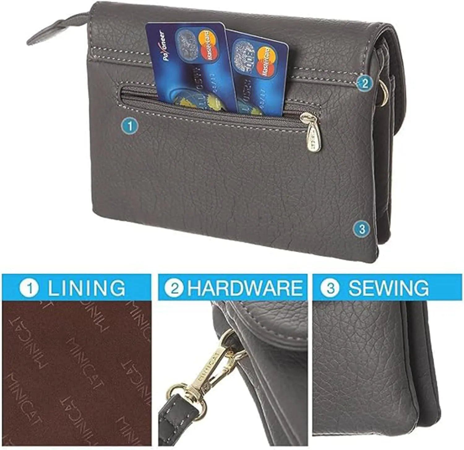 MINICAT Roomy Pockets Small Crossbody Bags Cell Phone Sling Bag Wallet Purses for Women