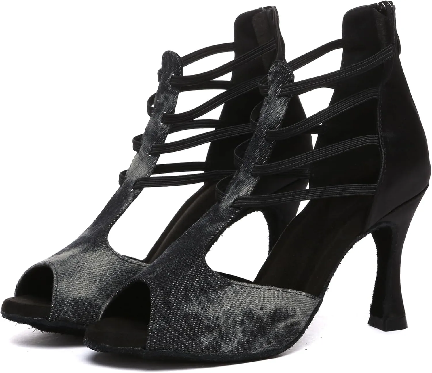 Minishion Women Ballroom Dancing Shoes Peep Toe Evening Party Ankle Sandal Booties
