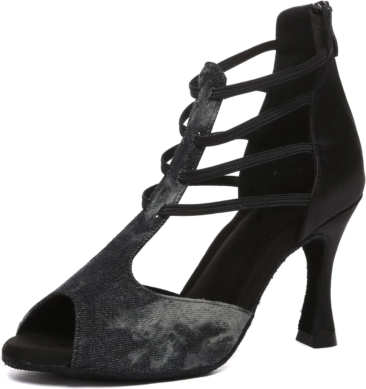 Minishion Women Ballroom Dancing Shoes Peep Toe Evening Party Ankle Sandal Booties