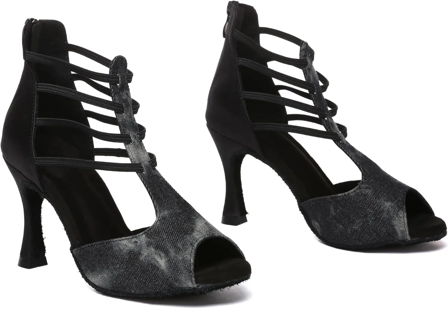 Minishion Women Ballroom Dancing Shoes Peep Toe Evening Party Ankle Sandal Booties