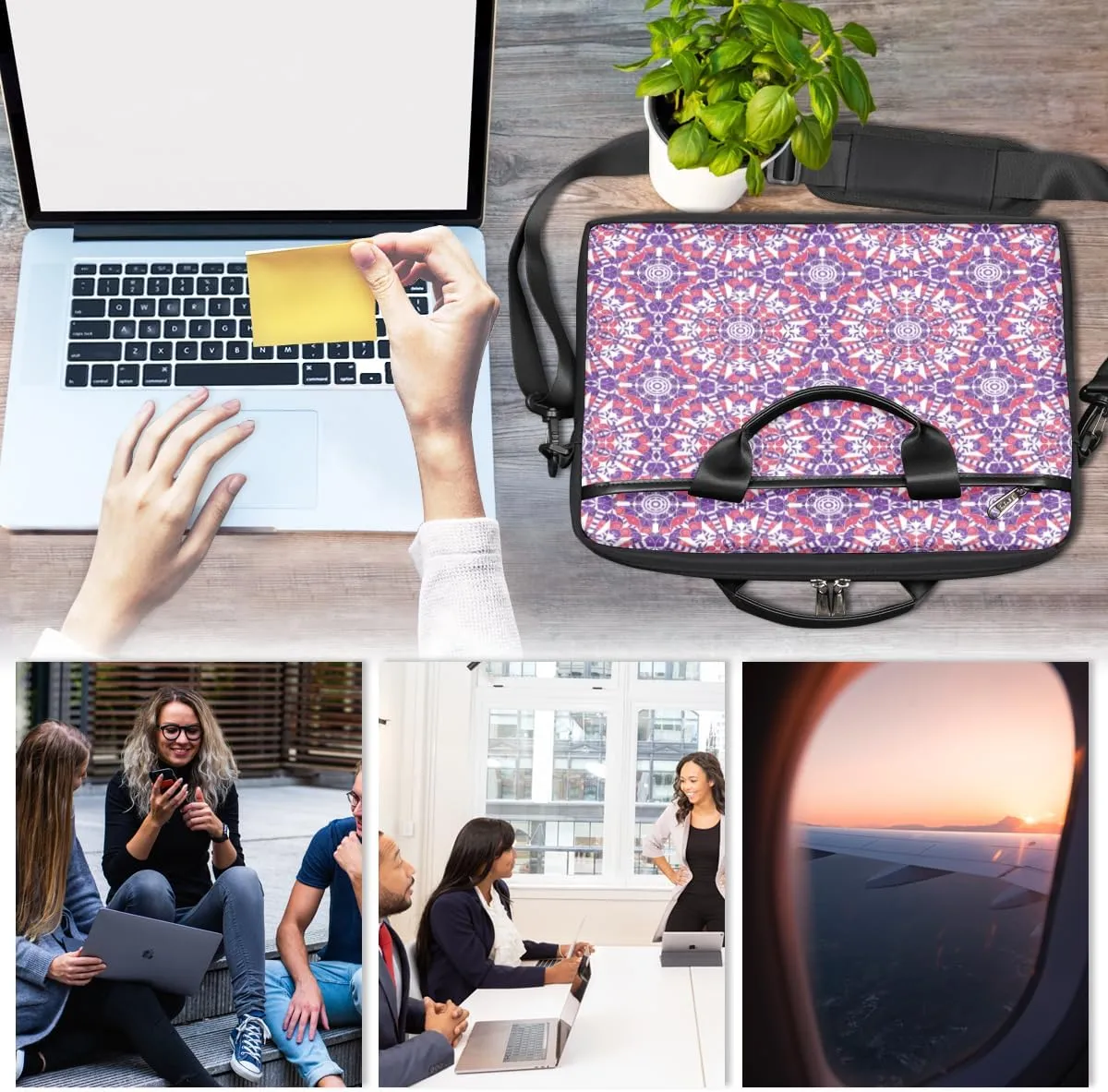 Modern Geometric Laptop Shoulder Bag for Tablet Computer Notebook Sleeve Messenger Carrying Case Briefcase Tote
