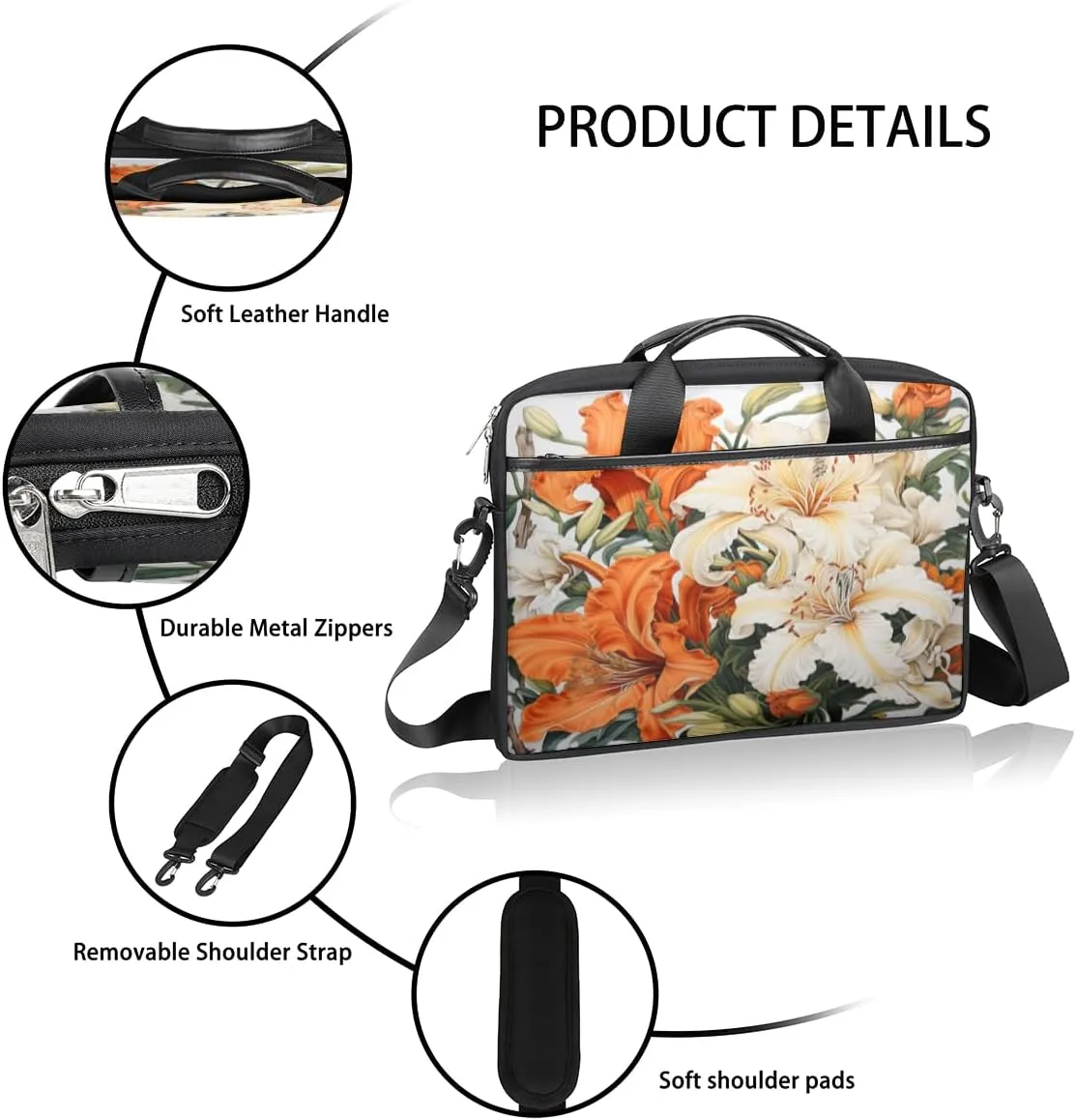 Modern Geometric Laptop Shoulder Bag for Tablet Computer Notebook Sleeve Messenger Carrying Case Briefcase Tote