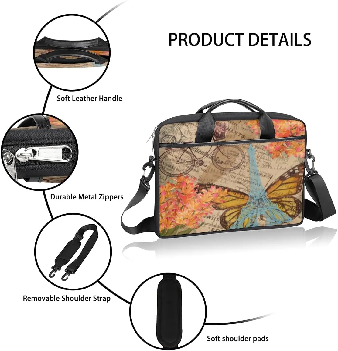 Modern Geometric Laptop Shoulder Bag for Tablet Computer Notebook Sleeve Messenger Carrying Case Briefcase Tote