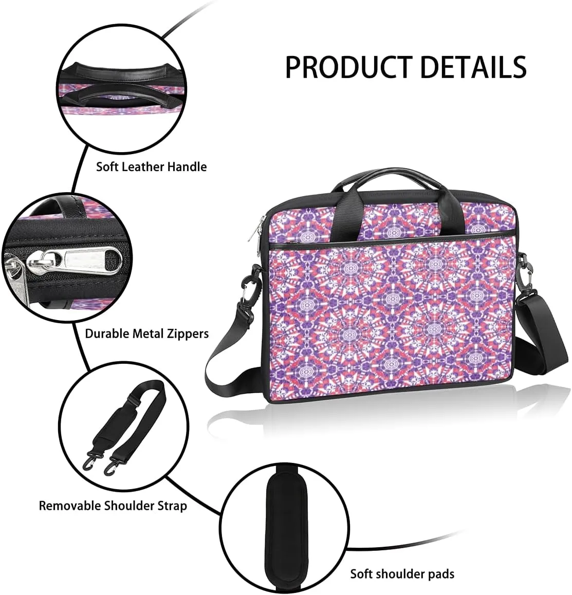 Modern Geometric Laptop Shoulder Bag for Tablet Computer Notebook Sleeve Messenger Carrying Case Briefcase Tote
